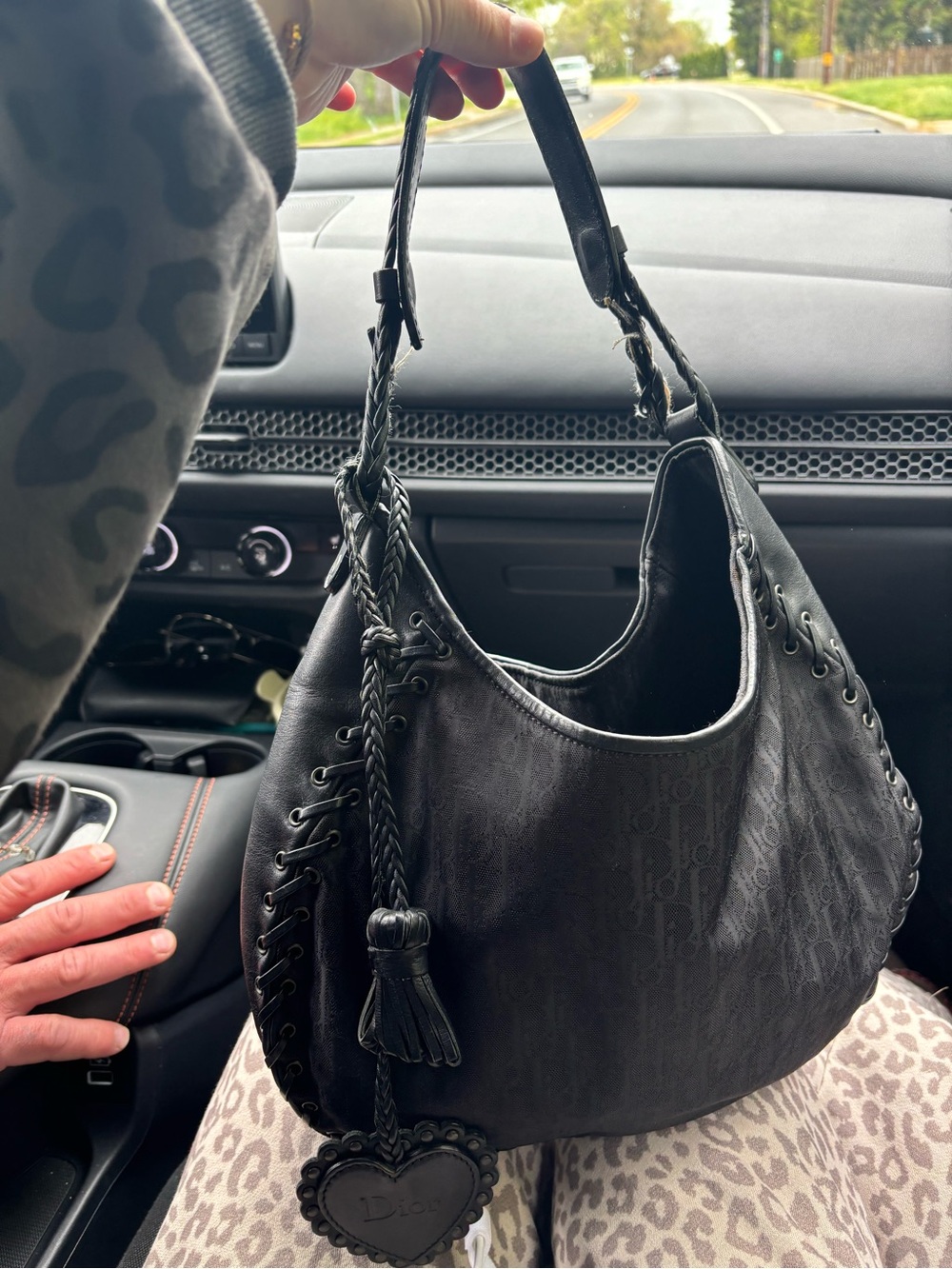 Dior nylon and leather black hobo bag